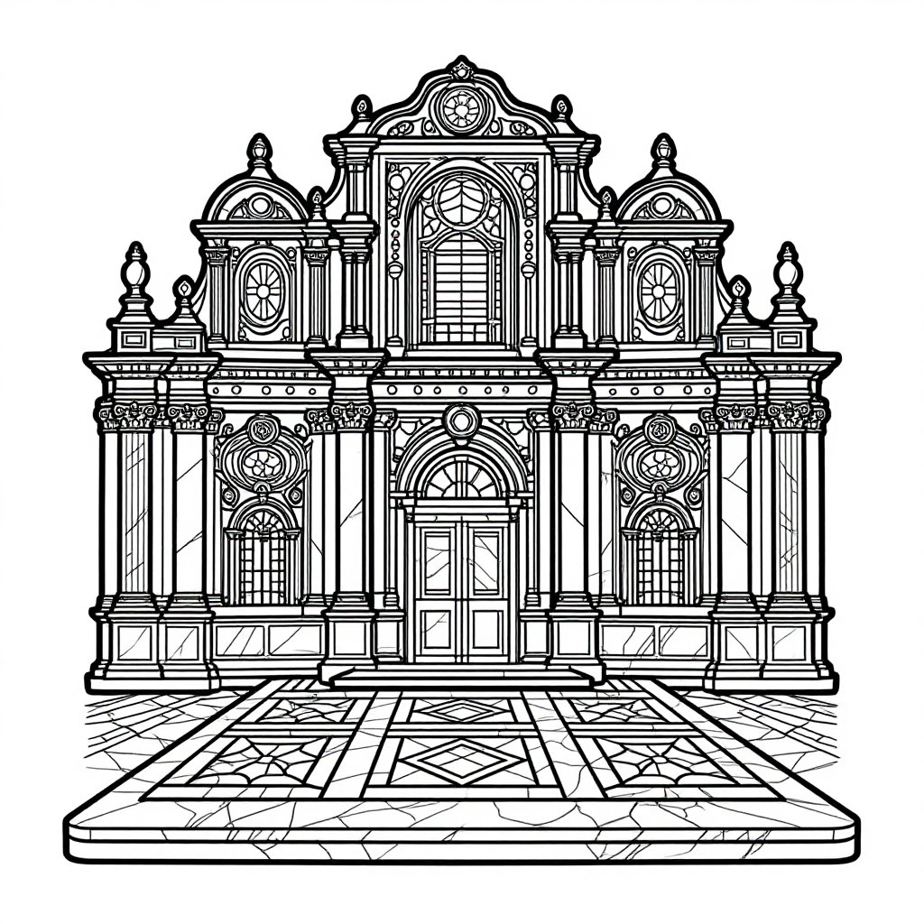 Baroque Altar - free printable coloring page