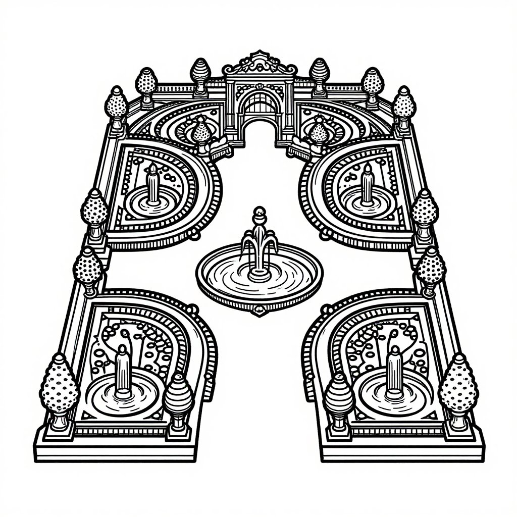 Baroque Window - free printable coloring page