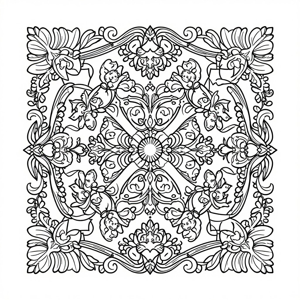 Baroque Garden - free printable coloring page