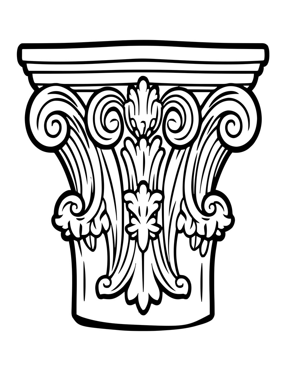 Baroque Column Capital - free printable coloring page