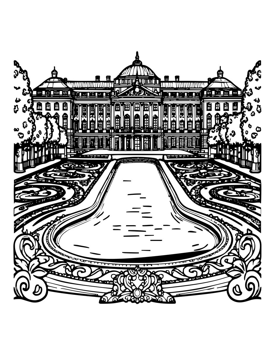 Nymphenburg Palace - free printable coloring page