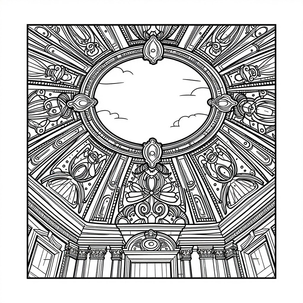 Trevi Fountain Detail - free printable coloring page