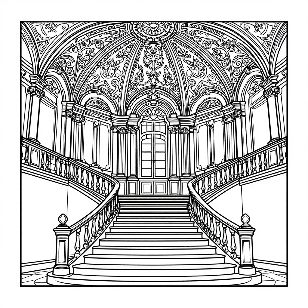 Bernini Colonnade - free printable coloring page