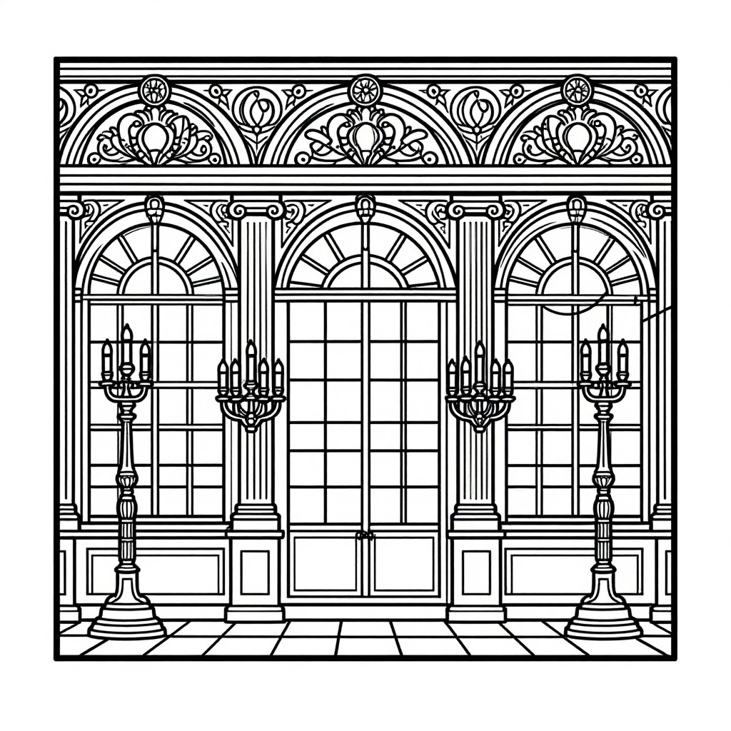 Baroque Staircase - free printable coloring page