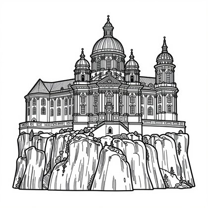 Baroque Bell Tower - Free printable coloring page