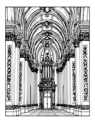 Wieskirche Interior - Free printable coloring page