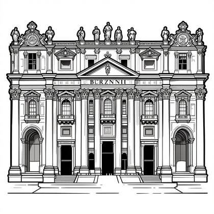 Baroque Church Interior - Free printable coloring page