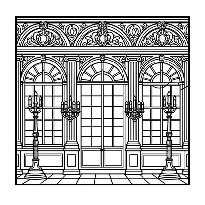 Baroque Staircase - Free printable coloring page
