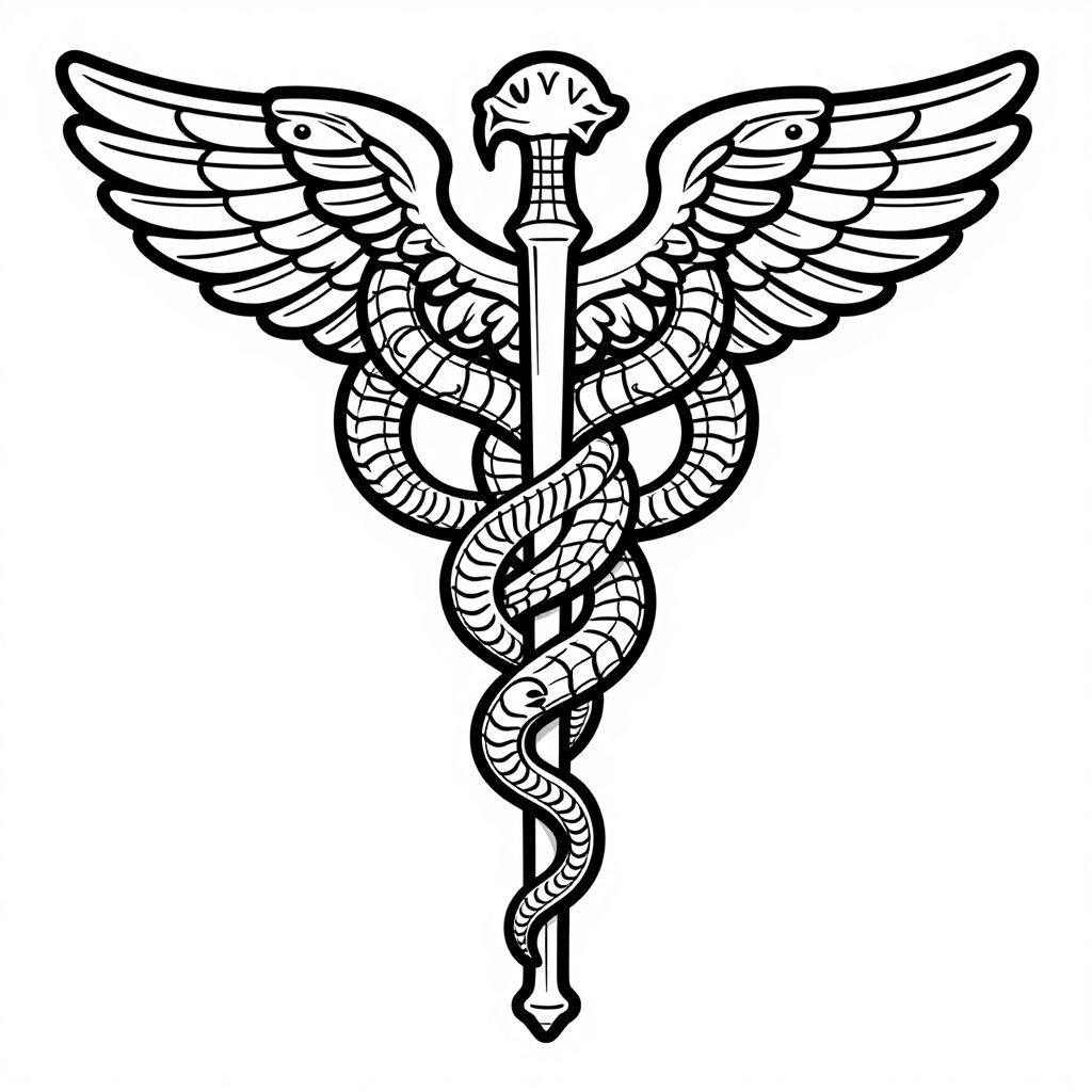 Asclepius Staff - free printable coloring page