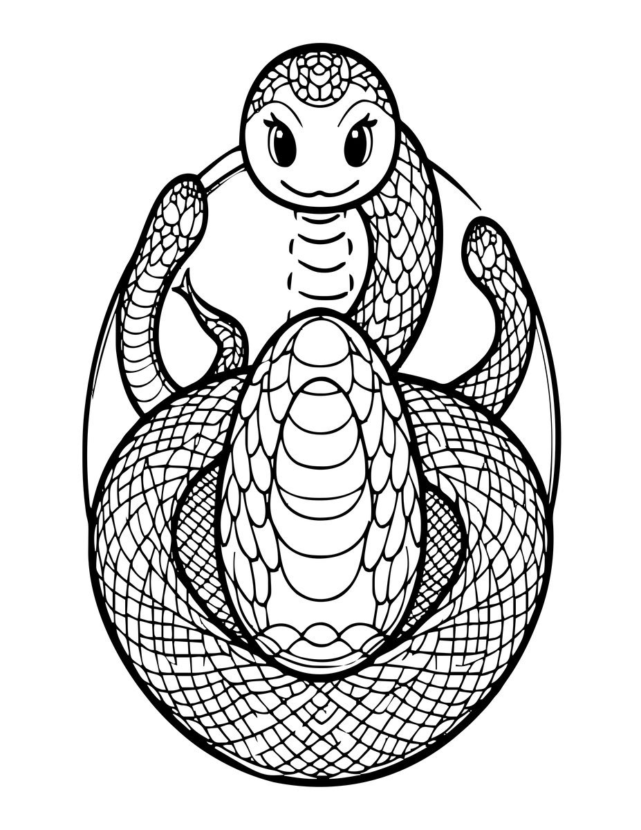 Serpent and Egg - free printable coloring page