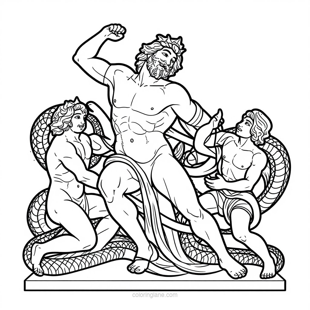 Laocoon Serpents - free printable coloring page