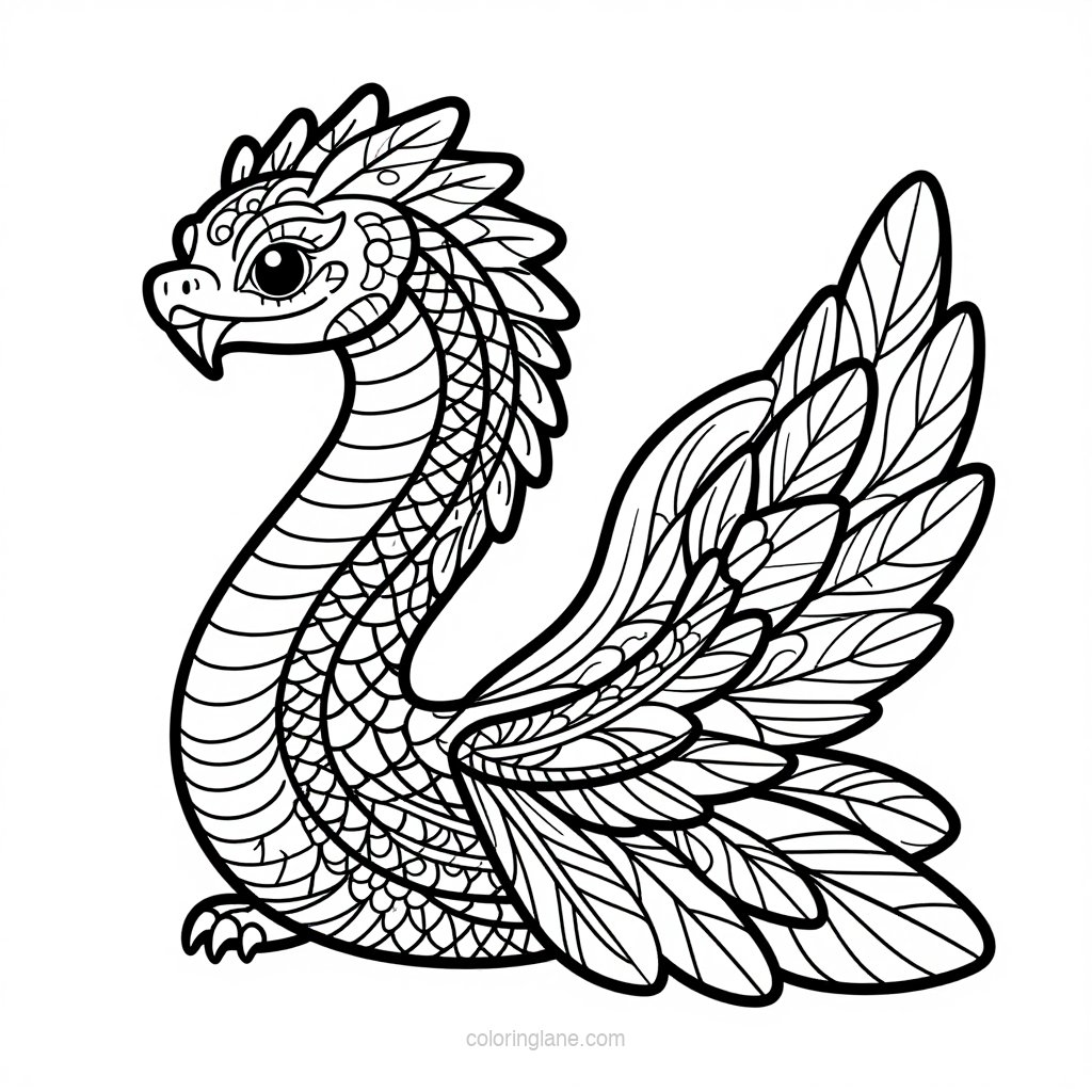 Feathered Serpent - free printable coloring page