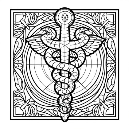 Serpent and Mirror - Free printable coloring page