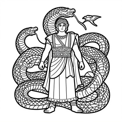 Python and Hero - Free printable coloring page