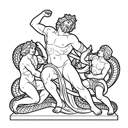 Laocoon Serpents - Free printable coloring page