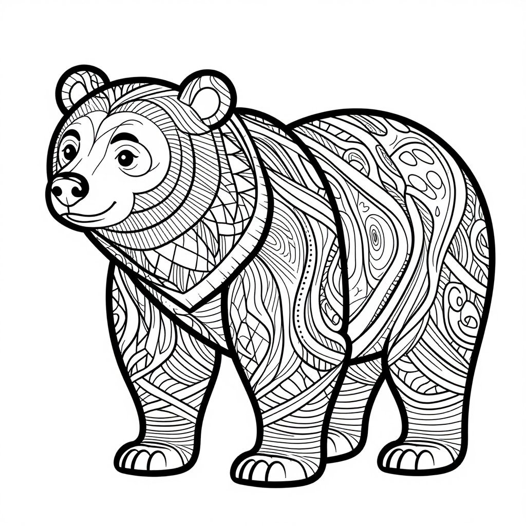 Bear Hibernation - free printable coloring page
