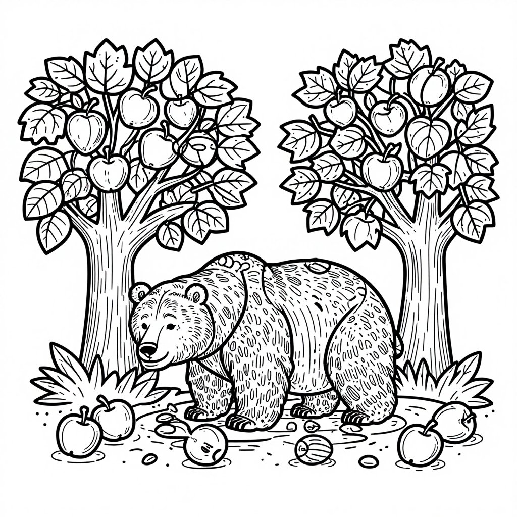 Bear Yawning - free printable coloring page