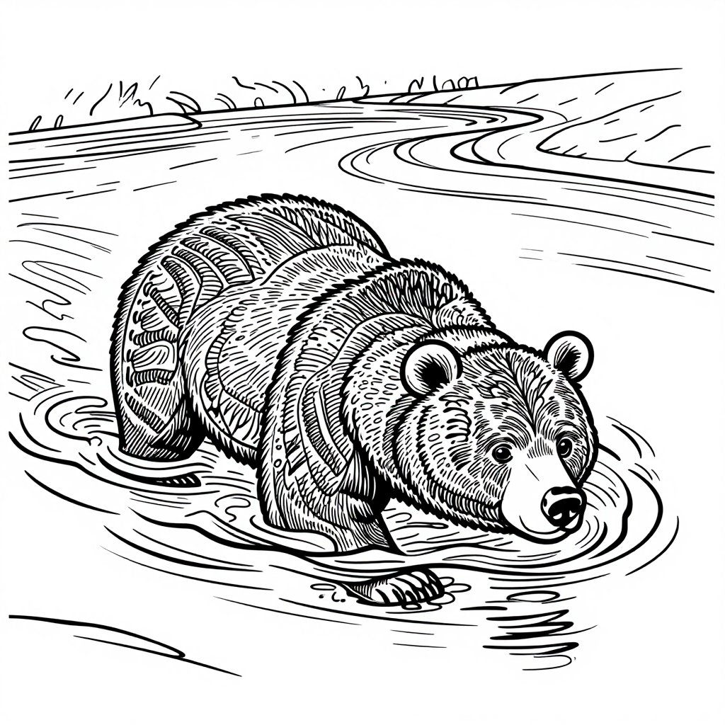 Bear in Autumn - free printable coloring page