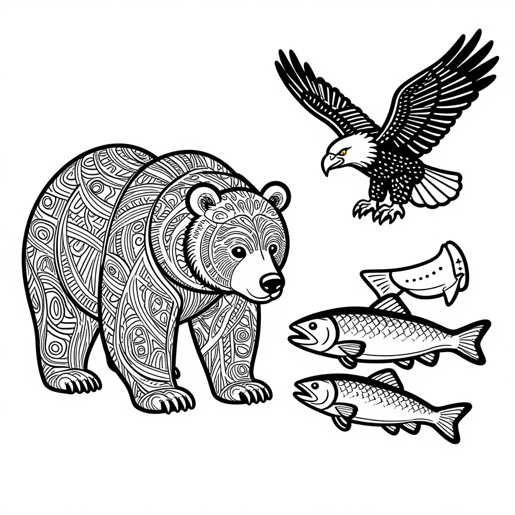 Bear Swimming - free printable coloring page