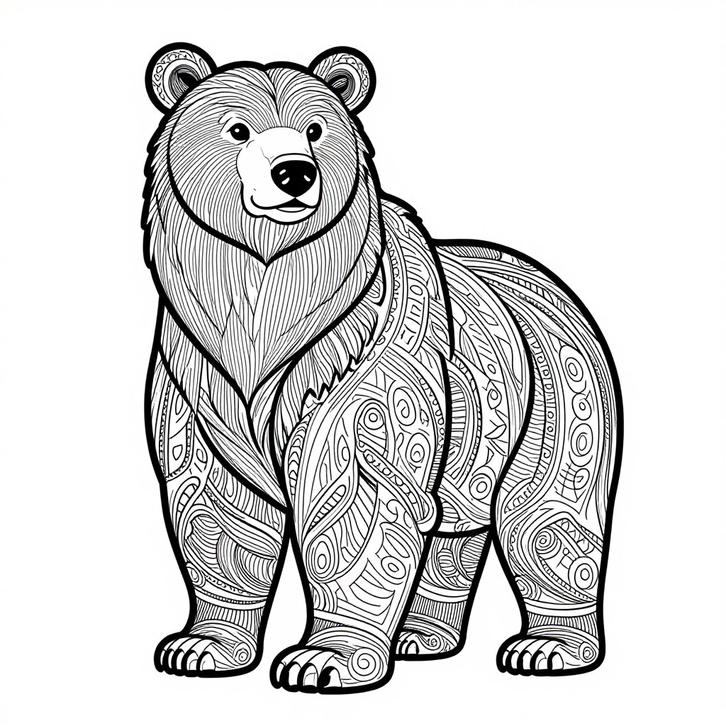 Bear in Snow - free printable coloring page
