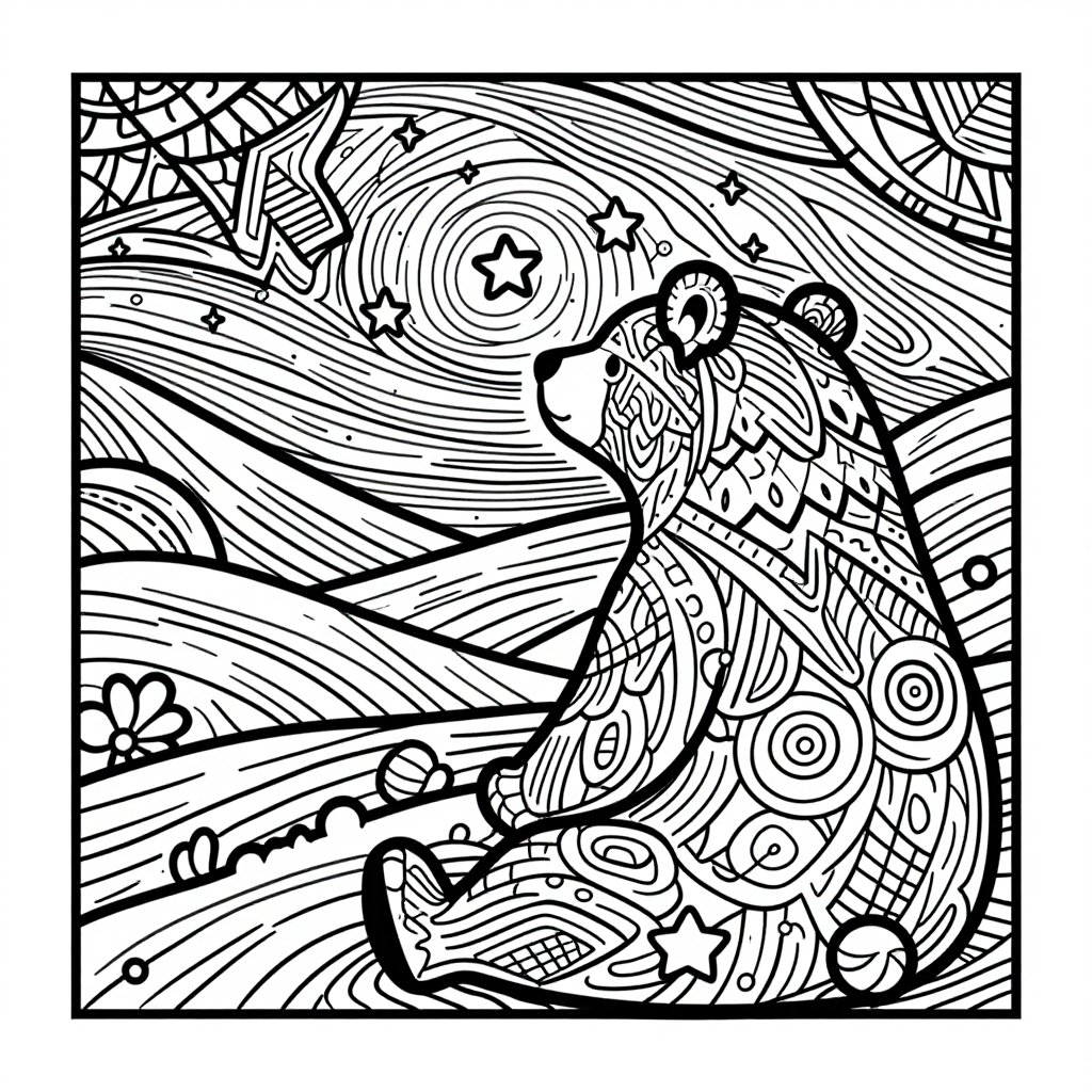 Polar Bear Swimming - free printable coloring page