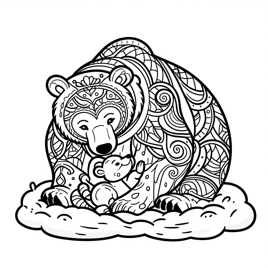 Bear Cubs Playing - free printable coloring page