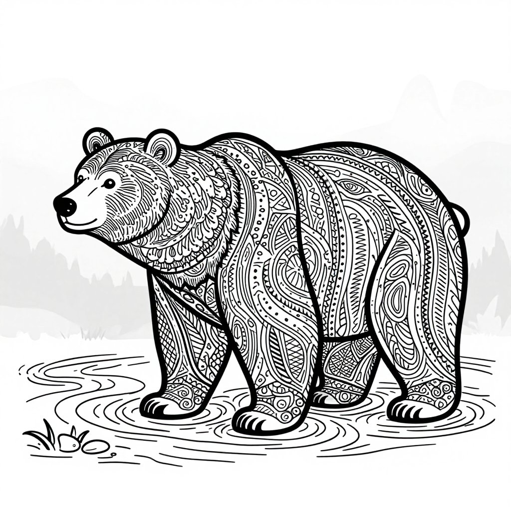 Bear Looking Back - free printable coloring page