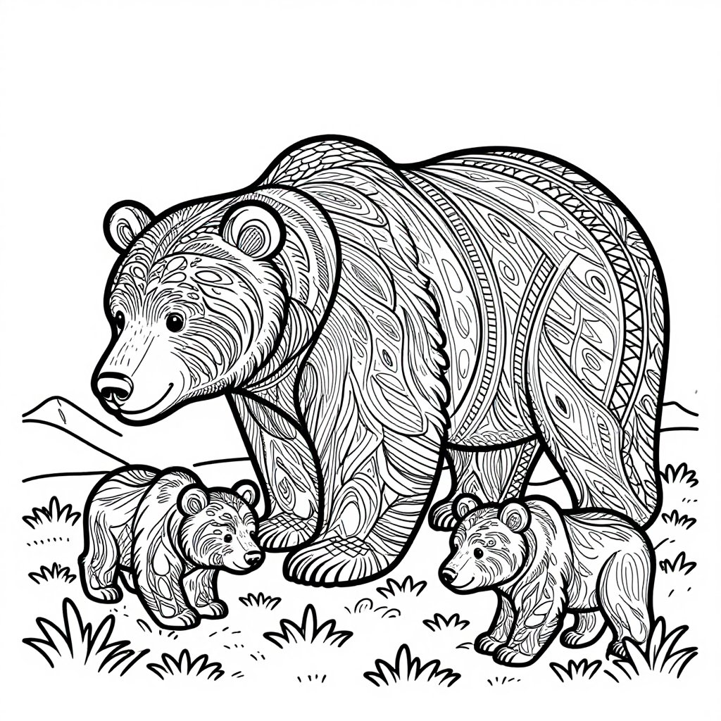 Black Bear Portrait - free printable coloring page