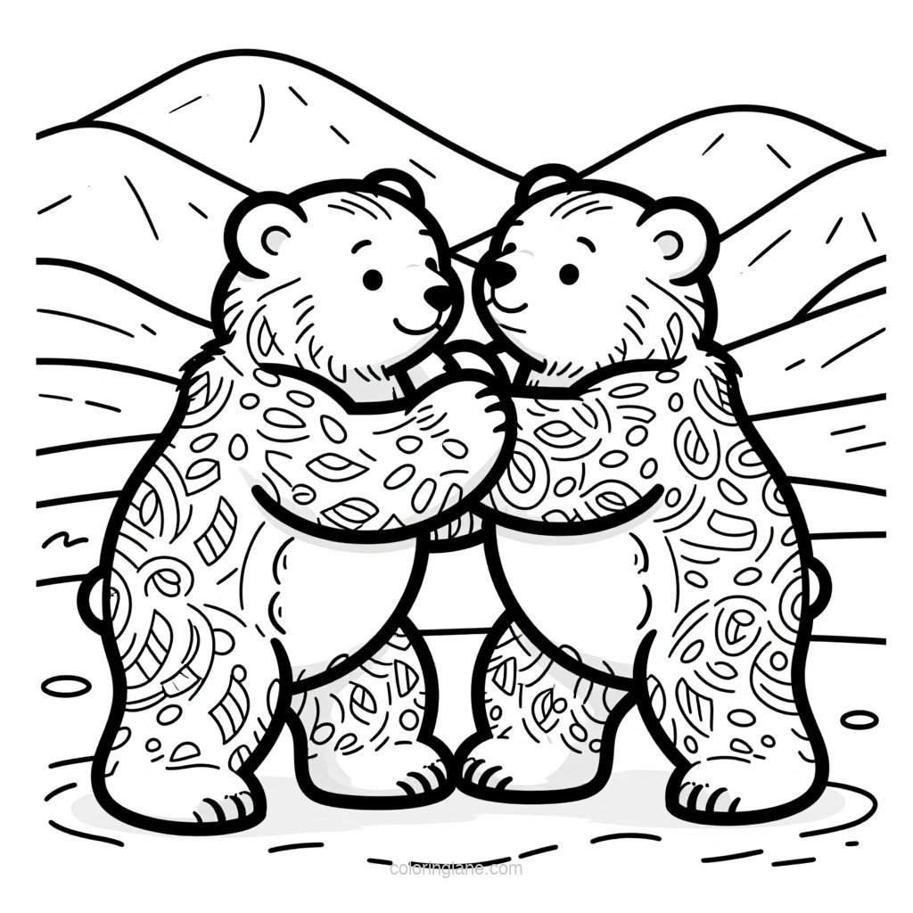 Bear at Stream - free printable coloring page
