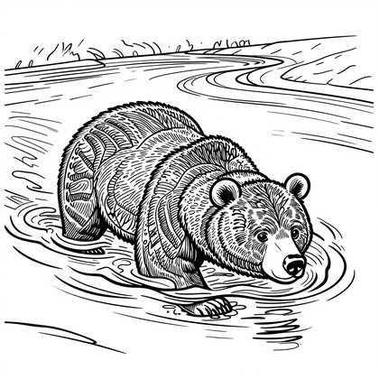 Bear in Autumn - Free printable coloring page