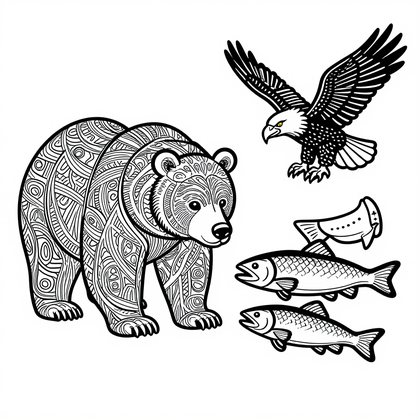 Bear Swimming - Free printable coloring page
