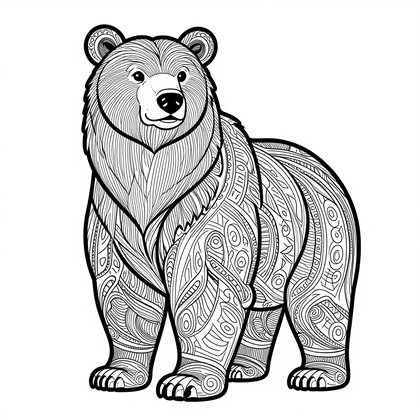 Bear in Snow - Free printable coloring page