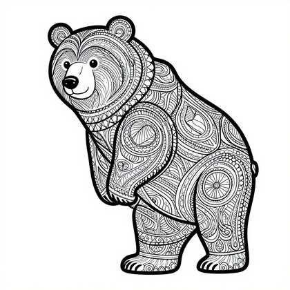 Bear at Dusk - Free printable coloring page