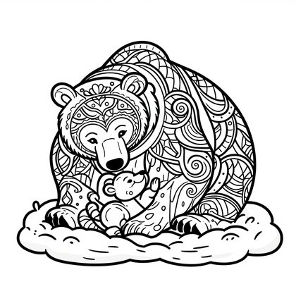 Bear Cubs Playing - Free printable coloring page