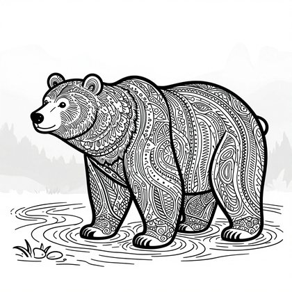 Bear Looking Back - Free printable coloring page