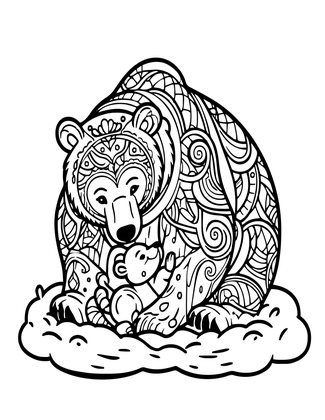 Mother Nursing Cubs - Free printable coloring page