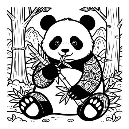 Bear in Blueberries - Free printable coloring page