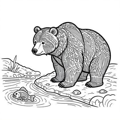 Bear Scratching - Free printable coloring page