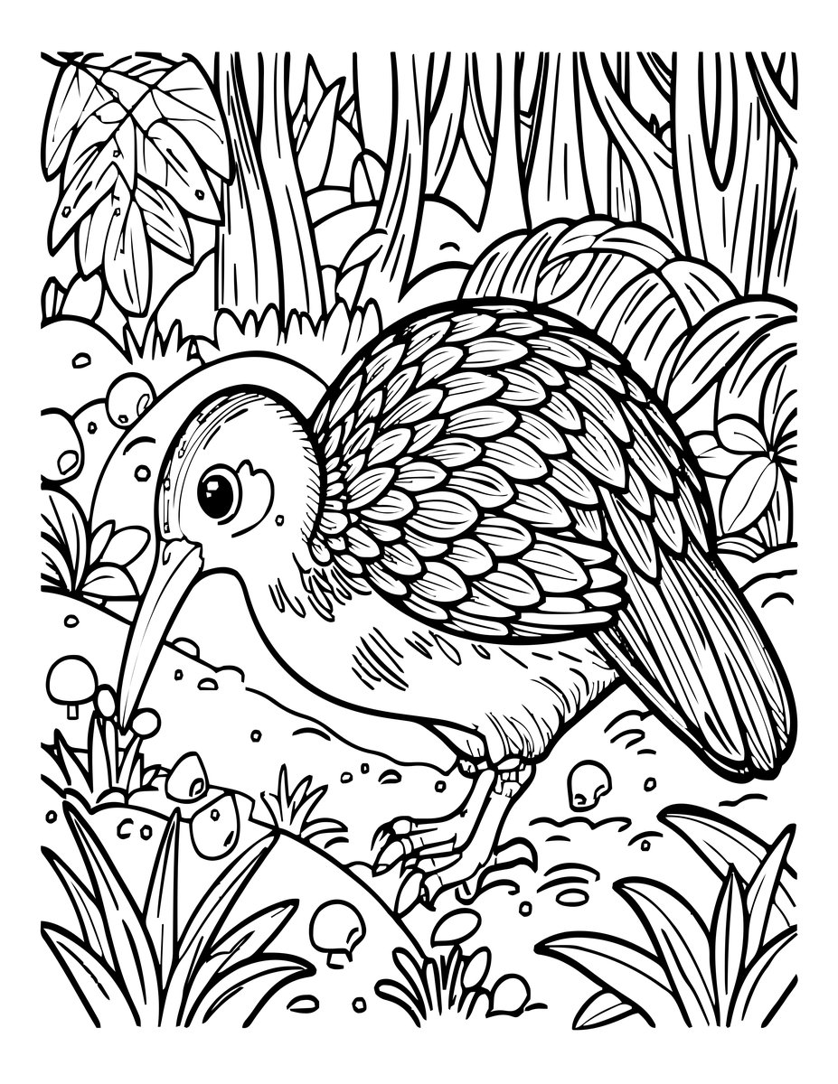 Kiwi - free printable coloring page