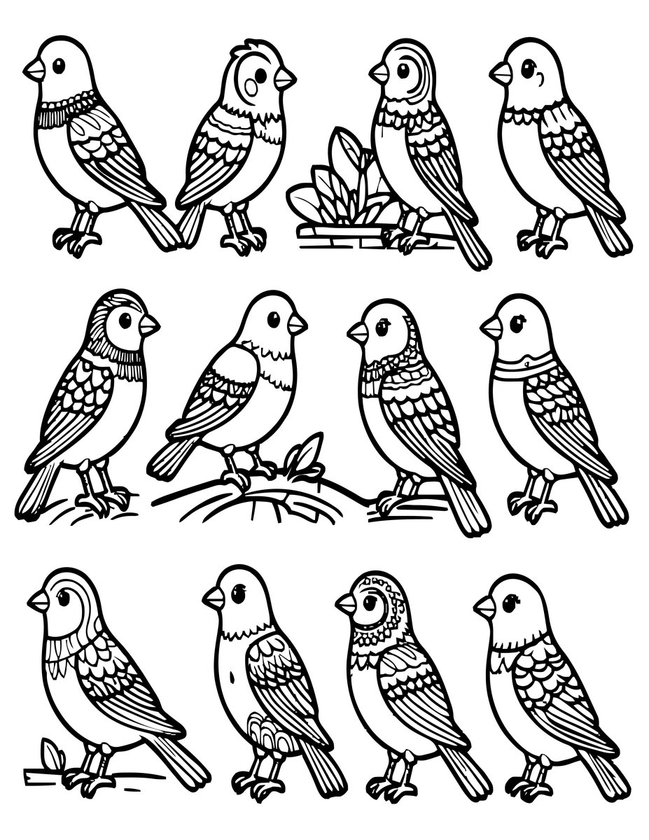 Aviary Scene - free printable coloring page