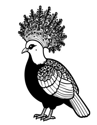 Victoria Crowned Pigeon - Free printable coloring page