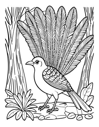 Lyrebird - Free printable coloring page
