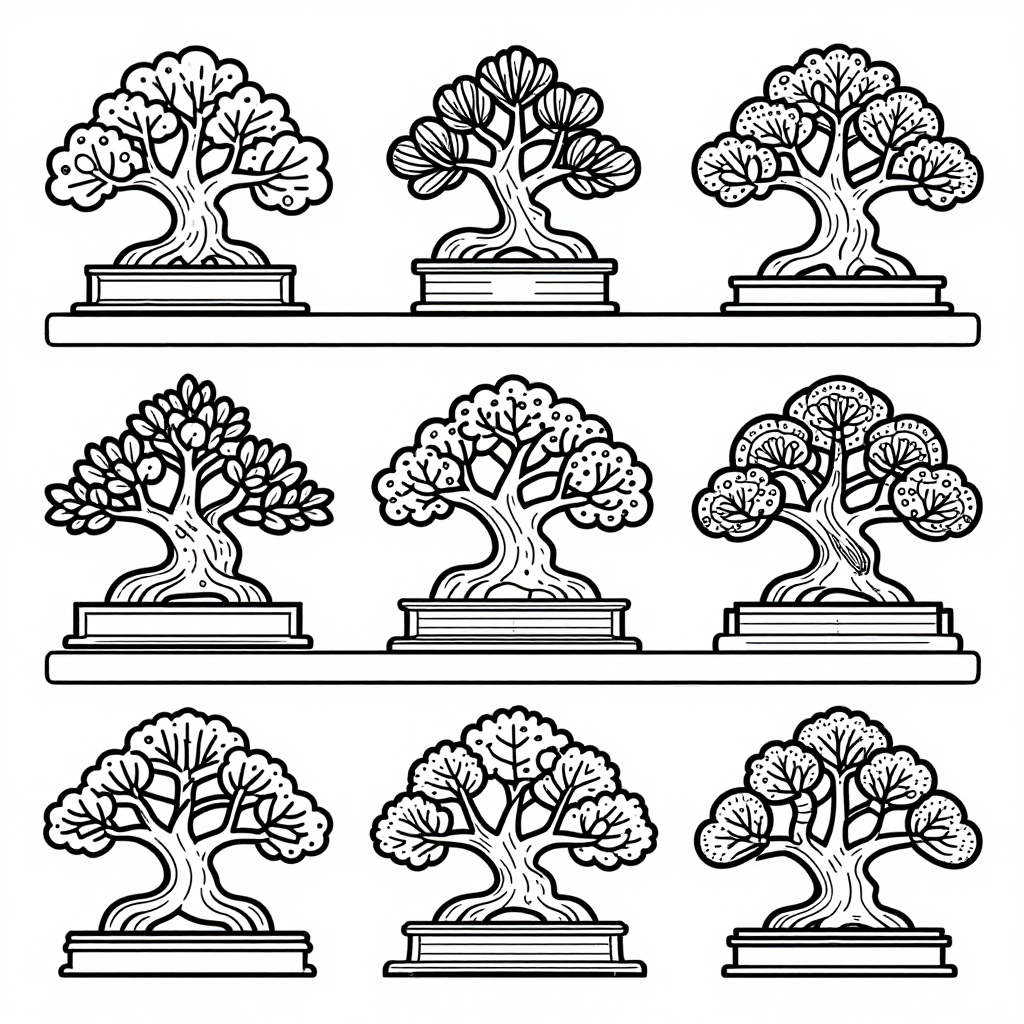 Bonsai Trees coloring pages collection - 30 free printable pages