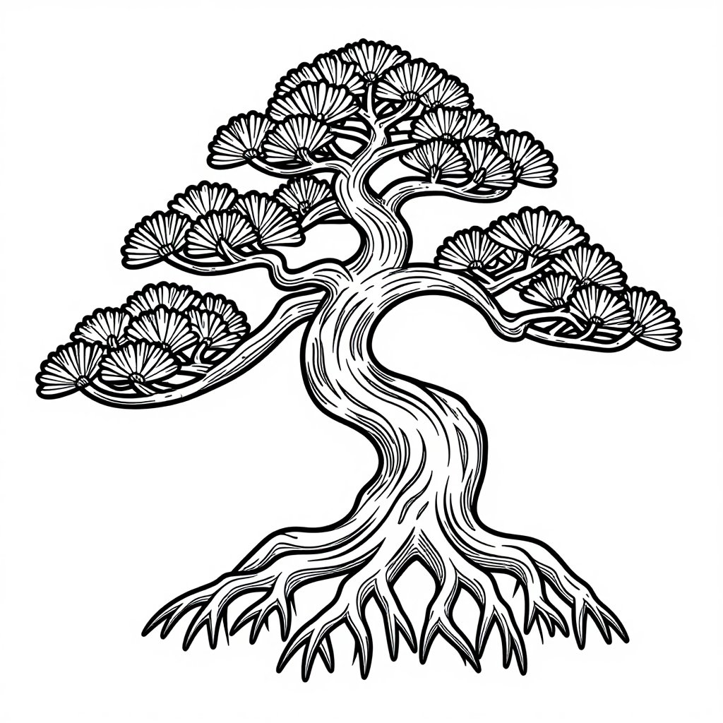 Windswept Pine - free printable coloring page