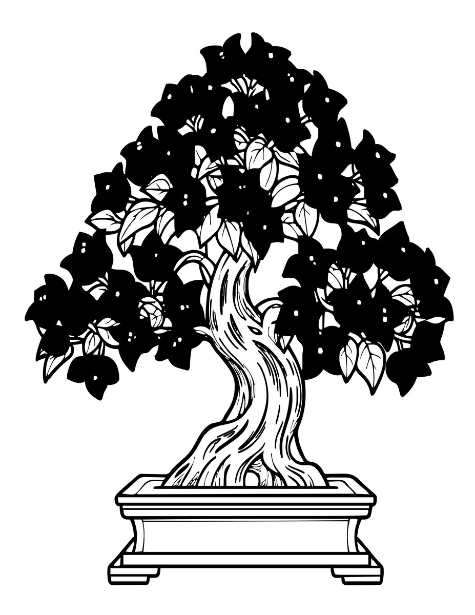 Tropical Bonsai - free printable coloring page