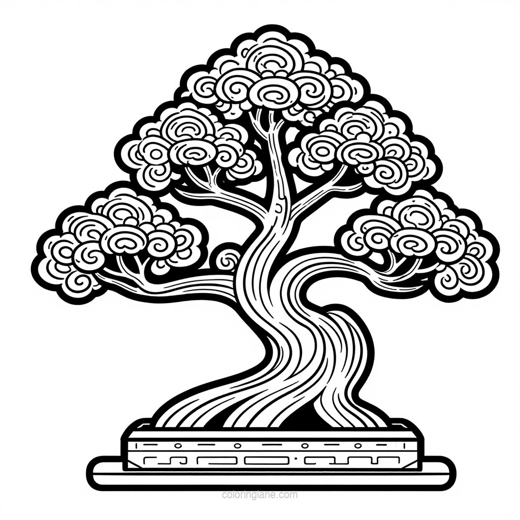 Winter Bonsai - free printable coloring page
