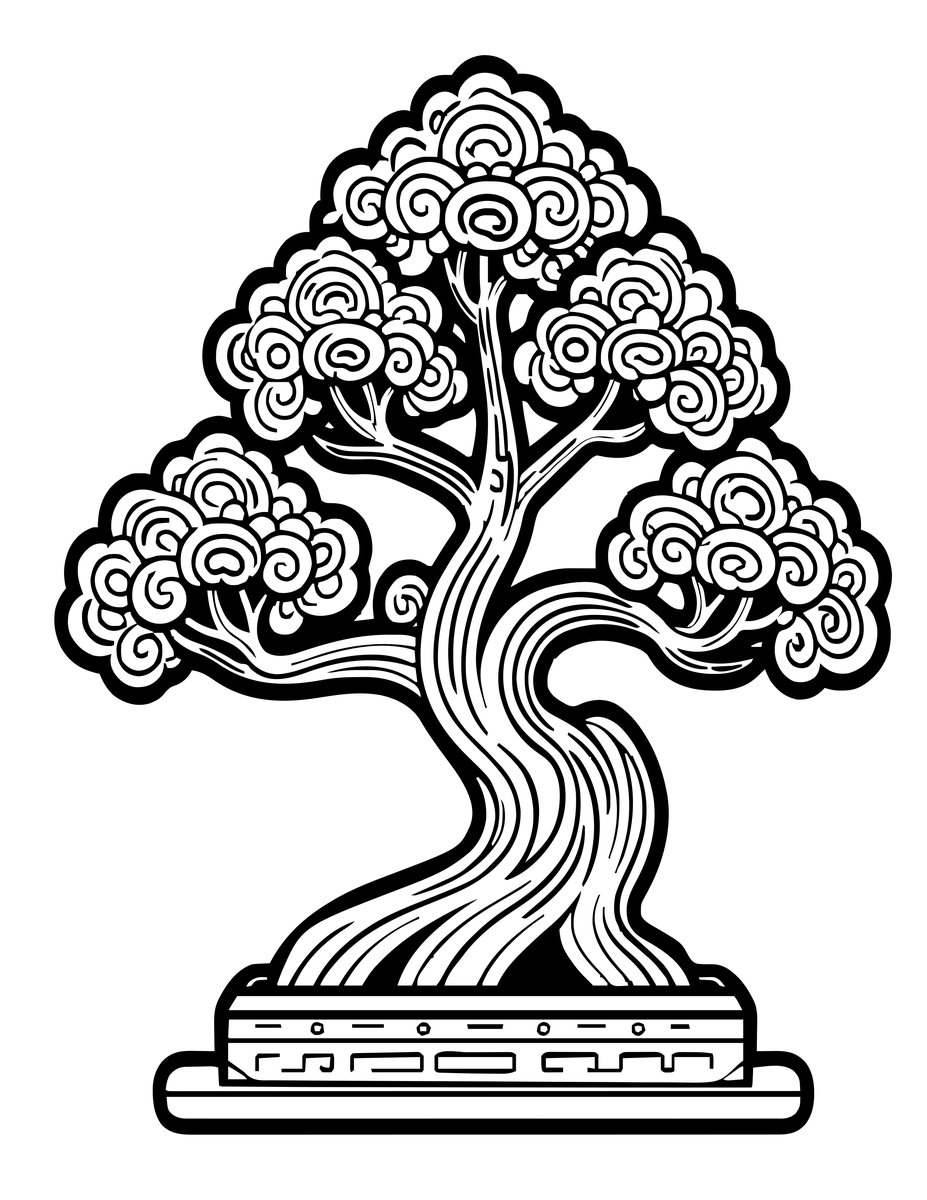 Bonsai Pruning - free printable coloring page