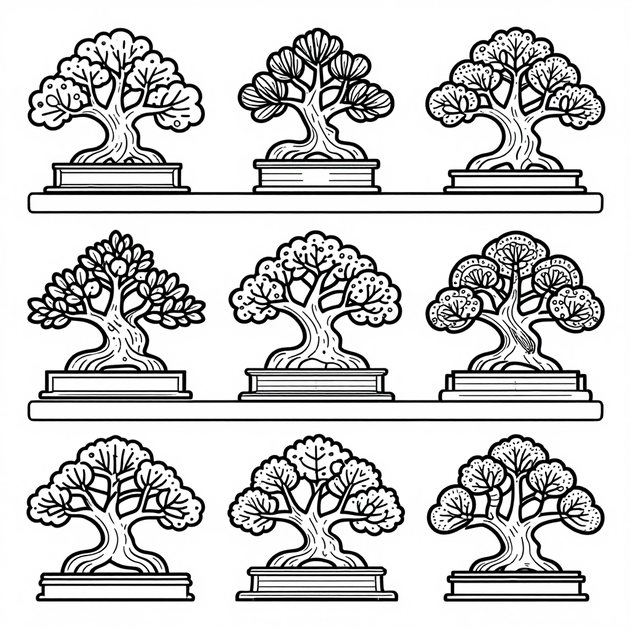 Ficus Bonsai - Free printable coloring page