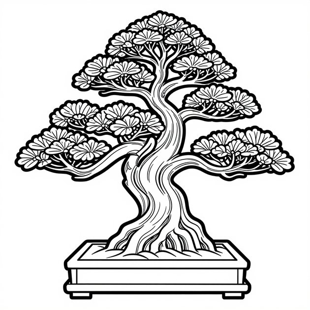 Bonsai Collection - Free printable coloring page