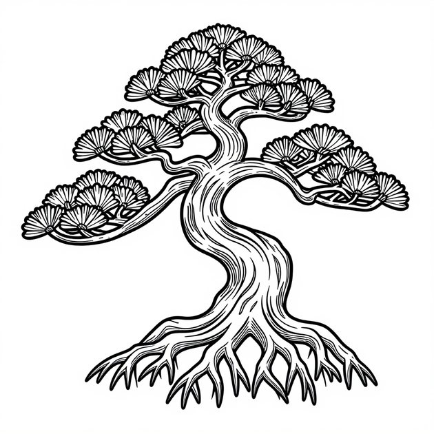 Windswept Pine - Free printable coloring page